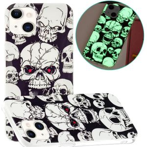 Lichtgevende TPU Zachte beschermhoes voor iPhone 13 (Skull)