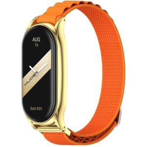 Voor Xiaomi Mi Band 8 Mijobs Plus Case Nylon ademende horlogeband (oranje goud)