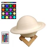 3D Printing LED Saturn Night Light USB Planet Lamp  Size:22cm  Style:Remote Control 16-Colors