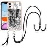 Voor iPhone 11 Galvaniseren dubbelzijdig IMD-telefoonhoesje met draagkoord (Totem-olifant)