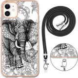 Voor iPhone 11 Galvaniseren dubbelzijdig IMD-telefoonhoesje met draagkoord (Totem-olifant)