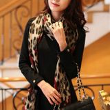 Autumn and Winter Leopard Heart-shape Pattern Scarf Shawl Dual-use Long Sunscreen Scarf  Size:180 x 112cm(Wine Red)