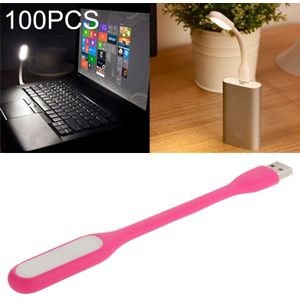 100 PCS Portable Mini USB 6 LED Light  For PC / Laptops / Power Bank  Flexible Arm  Eye-protection Light(Pink)