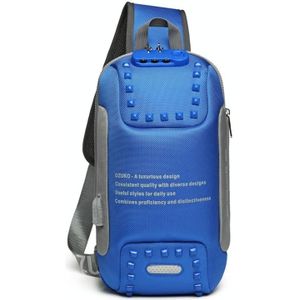 Ozuko 9283 Men Outdoor Anti-theft Chest Bag Rivet Messenger Bag with External USB Charging Port(Blue)