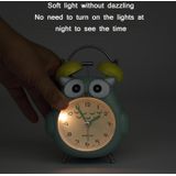 3 Inch Children Cartoon Owl Luminous Silent Bedside Snooze Small Alarm Clock(Ink Green)