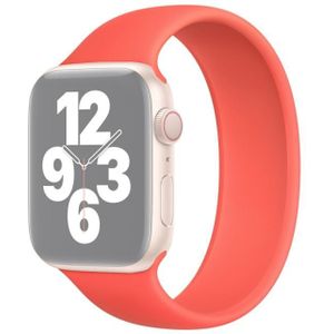 For Apple Watch Series 6 & SE & 5 & 4 40mm / 3 & 2 & 1 38mm Solid Color Elastic Silicone Replacement Wrist Strap Watchband  Size:M 143mm (Pink Orange)