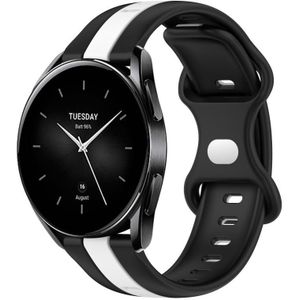 Voor Xiaomi Watch S2 42 mm 22 mm vlindergesp tweekleurige siliconen horlogeband (zwart + wit)