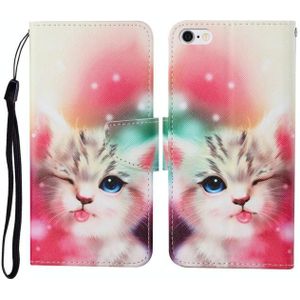 For iPhone 6 Plus Painted Pattern Horizontal Flip Leathe Case(Cat)