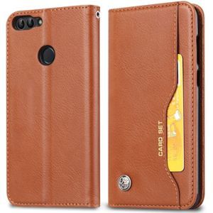 Knead Skin Texture Horizontal Flip Leather Case for Huawei P smart / Enjoy 7S  with Photo Frame & Holder & Card Slots & Wallet(Brown)