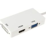 Mini DisplayPort Male to HDMI + VGA + DVI Female Adapter Converter Cable for Mac Book Pro Air  Cable Length: 17cm(White)