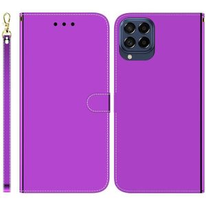 For Samsung Galaxy M53 5G Imitated Mirror Surface Horizontal Flip Leather Phone Case(Purple)