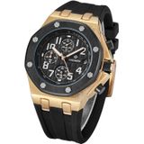 Cagarny 6867 Six Nedle Multifunctioneel Quartz Sports Watch voor mannen (Rose Gold + Black)