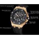 Cagarny 6867 Six Nedle Multifunctioneel Quartz Sports Watch voor mannen (Rose Gold + Black)