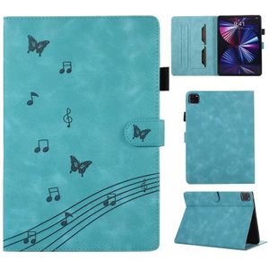 Voor iPad Pro 11 2022 / Air 10.9 2022 Staff Music Embossed Smart Leather Tablet Case(Blauw)