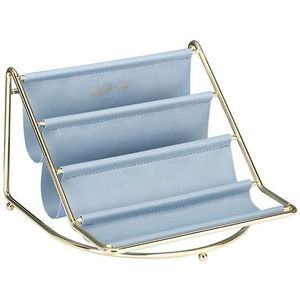 Desktop Racks Multi-Layer Wrought Iron Leather Storage Tray Keys Sundries Tablet Computers Watches Organize Creative Ornaments  Colour: Blue Small
