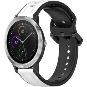 Voor Garmin Vivoactive3 20 mm bolle lus tweekleurige siliconen horlogeband (wit + zwart)