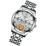 FNGEEN 4001 Men Non-Mechanical Watch Multi-Function Quartz Watch  Colour: White Steel White Surface