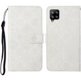 For Samsung Galaxy A12 Ethnic Style Embossed Pattern Horizontal Flip Leather Case with Holder & Card Slots & Wallet & Lanyard(White)
