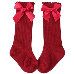 Kids Socks Toddlers Girls Big Bow Knee High Long Soft Cotton Lace baby Socks  Size:S(Red )