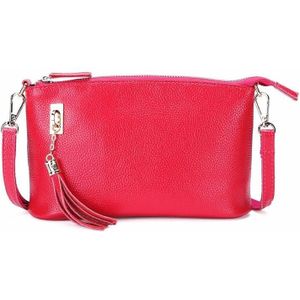 Ladies Fringed One-Shoulder Diagonal Bag Large-Capacity Casual Bag(Rose Red)