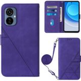 Voor Tecno Camon 19 Neo Crossbody 3D Reliëf Flip Lederen Telefoon Case (Paars)