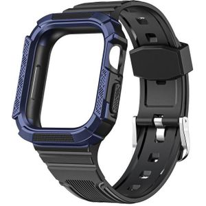 Two-color Integrated Watchband For Apple Watch Series 7 41mm / 6&SE&5&4 40mm(Black + Dark Blue Frame)