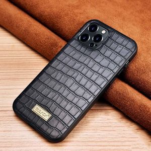 SULADA Crocodile Texture TPU beschermhoes voor iPhone 13 Pro Max (zwart)