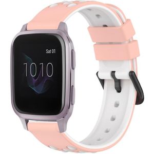 Voor Garmin Venu SQ 20 mm tweekleurige poreuze siliconen horlogeband (roze + wit)