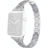 Diamond Encrusted lederen band horlogeband voor Apple Watch Series 7 45 mm / 6 & SE & 5 & 4 44mm / 3 & 2 & 1 42mm