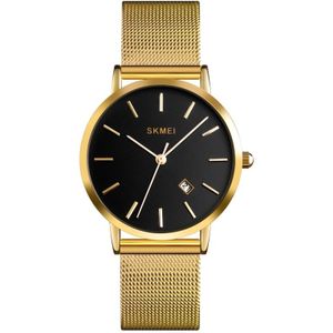 SKMEI 1530 Fashion Europe And America Simple Business Women Wristwatch Elegant Thin Female Student Quartz Watch(Gold)