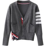 V-hals Sweater Girls Mid-length Sweater Coat (Kleur: Grijs formaat: 140)