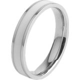 4 PCS Simple Black White Epoxy Couple Ring Women Titanium Steel Ring Jewelry  Size: US Size 7(White Glue Silver)