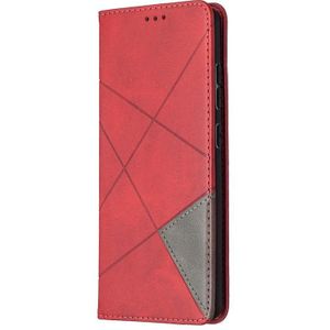 For Samsung Galaxy S20 FE 5G / S20 Lite Rhombus Texture Horizontal Flip Magnetic Leather Case with Holder & Card Slots(Red)