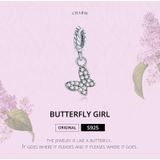 S925 Sterling Silver Butterfly Girl Pendant DIY Bracelet Necklace Accessories