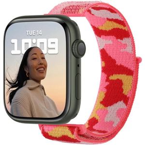 Nylon Loop Watch Band For Apple Watch Series 7 45mm / 6&SE&5&4 44mm / 3&2&1 42mm(Red Camouflage)