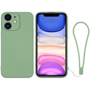 Voor iPhone 11 siliconen telefoonhoes met polsband (matcha groen)
