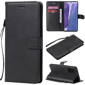 For Samsung Galaxy Note20 Solid Color Horizontal Flip PU Leather Case with Holder & Card Slots & Wallet & Lanyard(Black)