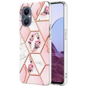 Voor OnePlus Nord N20 5G Splicing Marmeren Bloempatroon TPU Telefoonhoes (roze bloem)