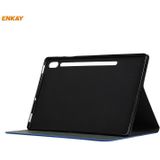For Samsung Galaxy Tab S7 11.0 T870 / T875 ENKAY Coarse Cloth Pattern PU Leather + TPU Smart Case with Holder & Sleep / Wake-up Function(Dark Blue)