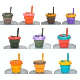 Children Silicone Straw Cups Drop And High Temperature Resistant Water Cups Turmeric Cup+Brown Cover(300ml)