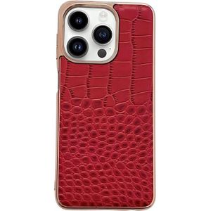 Voor iPhone 14 Pro Krokodil Textuur Echt Leer Nano Galvaniseren Telefoon Case (Rood)