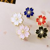 Sweet Cherry Blossom Brooch Drip Flower Collar Pin Badges Clothing Bags Accessories(Black)