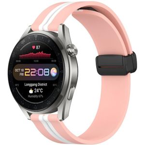 Voor Huawei Watch 3 Pro Nieuwe 22 mm opvouwbare magnetische sluiting siliconen horlogeband (roze + wit)