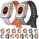 Voor Apple Watch SE 2022 44 mm omgekeerde gesp twee kleuren magnetische siliconen horlogeband (grijs + oranje)