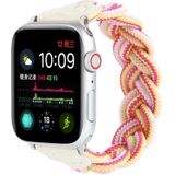 Elastic Woven Watchband For Apple Watch Series 6 & SE & 5 & 4 40mm / 3 & 2 & 1 38mm  Length:130mm(Rose Red Pink)