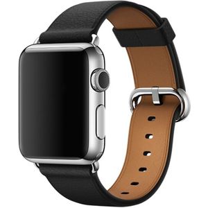 Classic Button Leather Wrist Strap Watch Band for Apple Watch Series 3 & 2 & 1  38mm(Black)