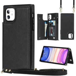 Cross-body Square Double Buckle Flip Card Bag TPU + PU-koffer met kaartslots & portemonnee en foto & riem voor iPhone 11