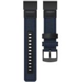 Canvas and Leather Wrist Strap Watch Band for Garmin Fenix5 Plus  Wrist Strap Size:150+110mm(Blue)