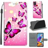 For Samsung Galaxy A21s Voltage Colored Drawing Magnetic Clasp Horizontal Flip PU Leather Case with Holder & Card Slots(C03 Gradient Pink Flying Butterflies)