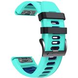 Voor Garmin Fenix 5 22mm Silicone Sports Two-Color Watch Band (Peppermint Green + Blue)